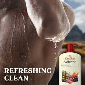 Old Spice in-hand shower use action shot highlighting thorough cleansing and scent release
