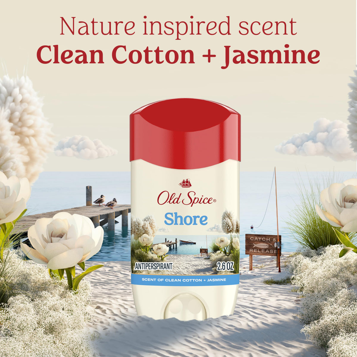 Old Spice next to shirt in wardrobe showing protection that helps keep clothes fresh