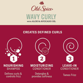 Old Spice applying leave-in to curly hair to reduce frizz and define