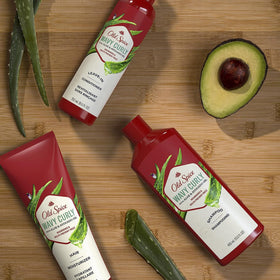 Old Spice set on bathroom shelf suggesting everyday grooming routine