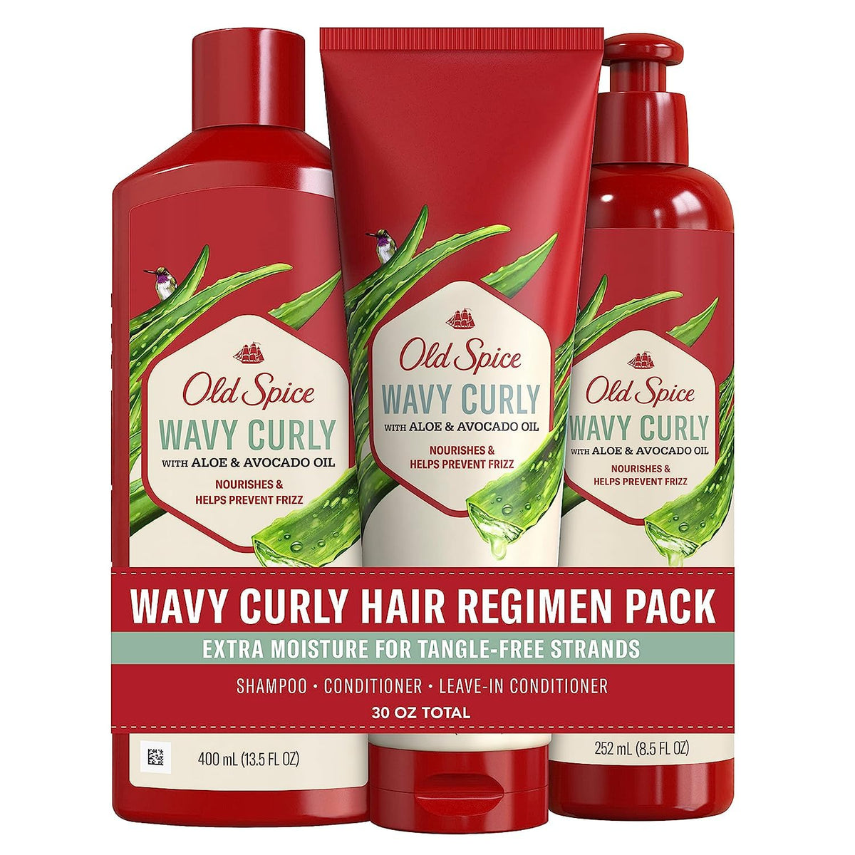 Old Spice front packaging showing bottles and clear regimen benefits