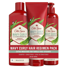 Old Spice front packaging showing bottles and clear regimen benefits