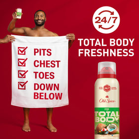 Old Spice spray nozzle detail showing easy contactless application