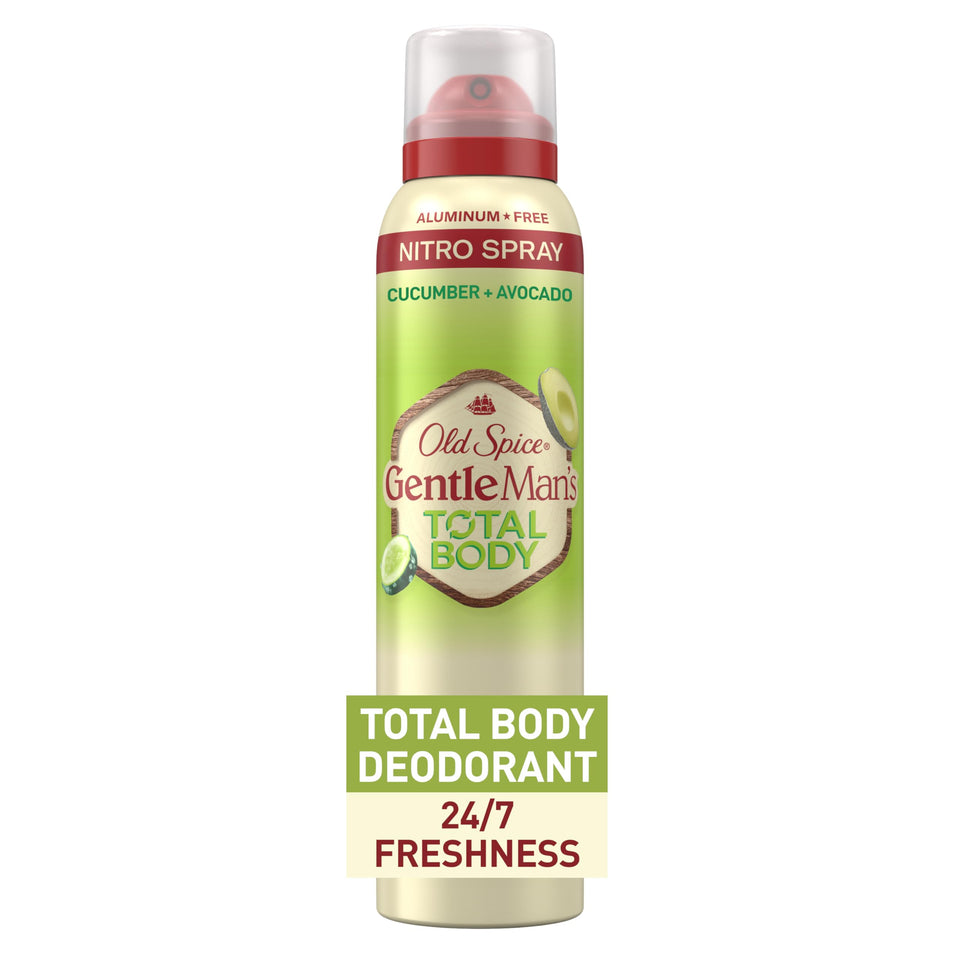 Old Spice front packaging showing full body deodorant and clear branding benefits