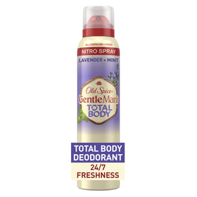 Old Spice whole body front packaging showing Lavender + Mint scent and aluminum-free benefit