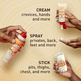 Old Spice whole body spray drying on skin texture showing quick-dry benefit