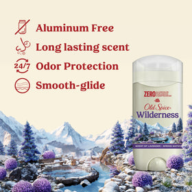 Old Spice Wilderness stick open showing clear application and quick-dry benefit