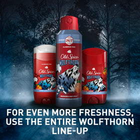 Old Spice Wolfthorn citrus and tropical fruit depiction highlighting scent profile
