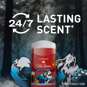 Old Spice Wolfthorn open stick applying smoothly underarm for quick-dry comfort