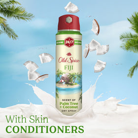 Old Spice spray action capturing motion-activated fragrance release benefit