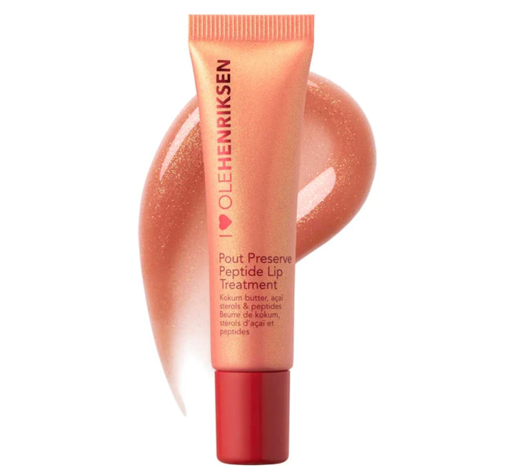 Ole Henriksen front packaging showing strawberry sorbet glimmer and glossy finish benefit