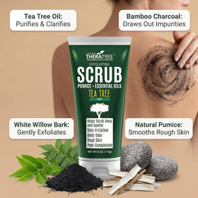 Oleavine close-up texture of charcoal and pumice for exfoliation benefit