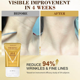 OLELON application demo on neck using roller to boost absorption and lift