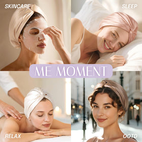 OLESILK bonnet worn by sleeper showing reduced frizz and protected hair