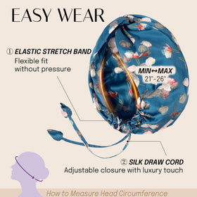 OLESILK bonnet held in hand to show roomy fit and comfort benefit