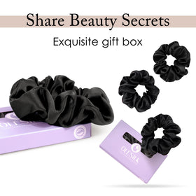 OLESILK gift-ready presentation with silk scrunchies in box