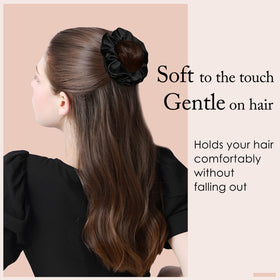 OLESILK scrunchie held in hand showing size and comfortable grip