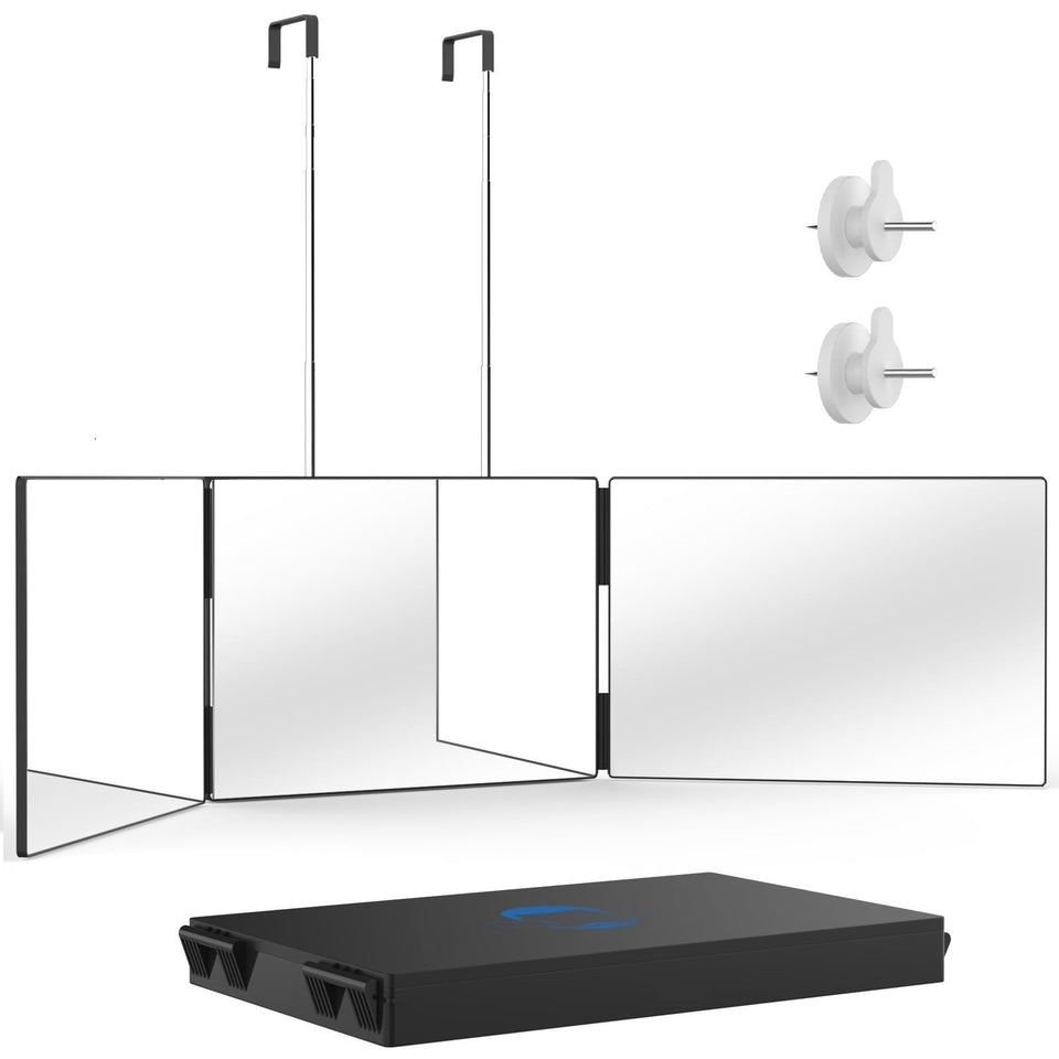 OLIBUY three-way mirror front view showing full 360° benefit