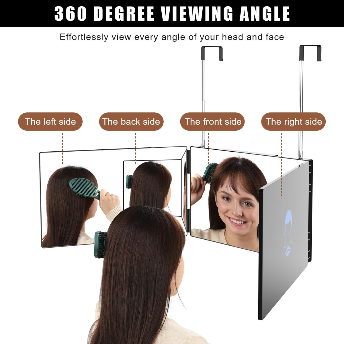 OLIBUY mirror side tilt detail illustrating adjustable viewing angles
