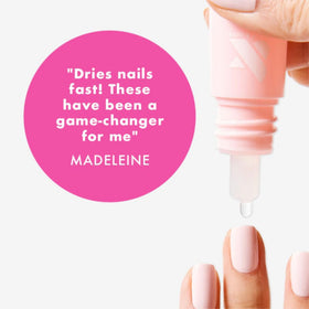Olive & June Dry Drops being applied to freshly painted nails to prevent smudges quickly