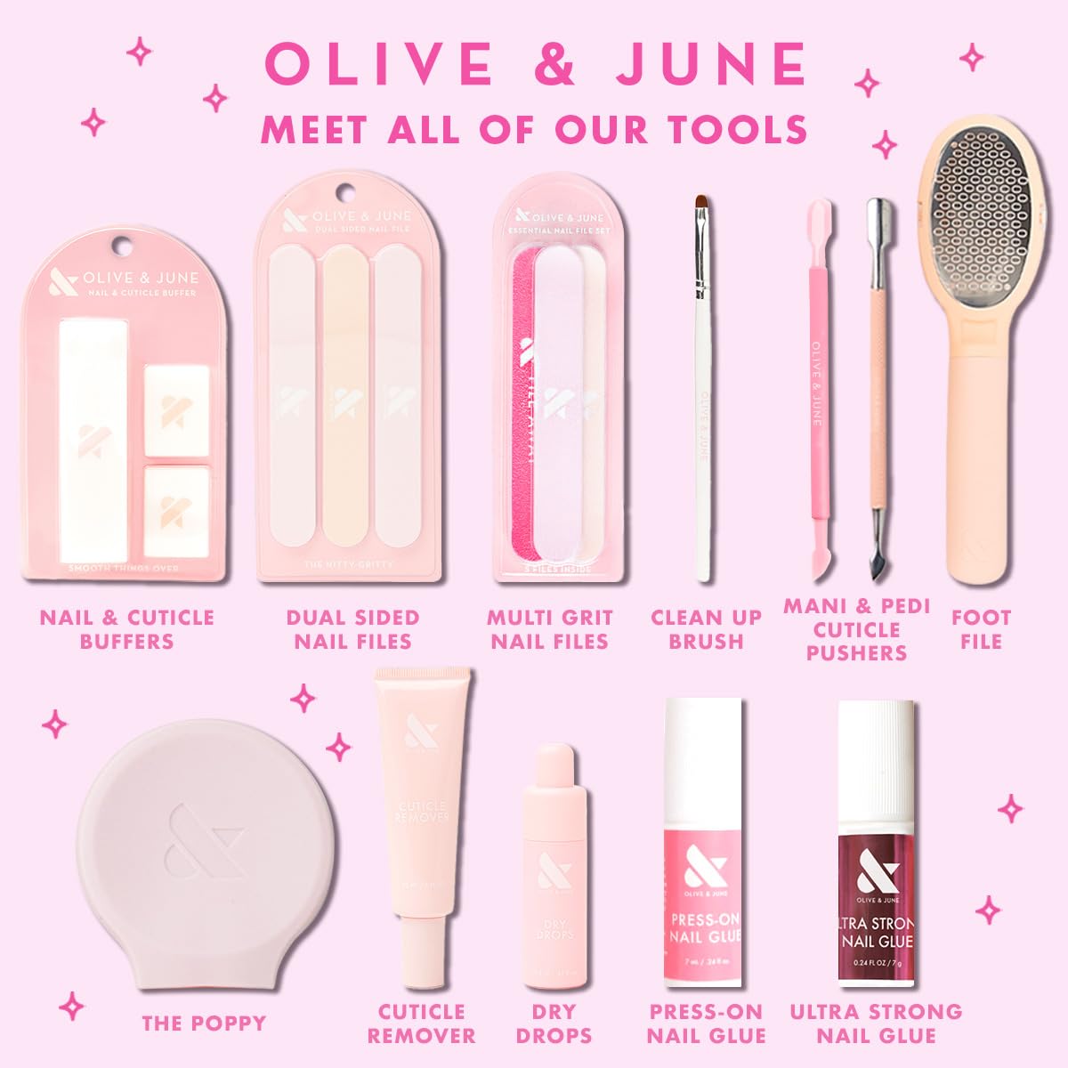 Olive & June Dry Drops beside a bottle of polish showing pocket-size scale for travel