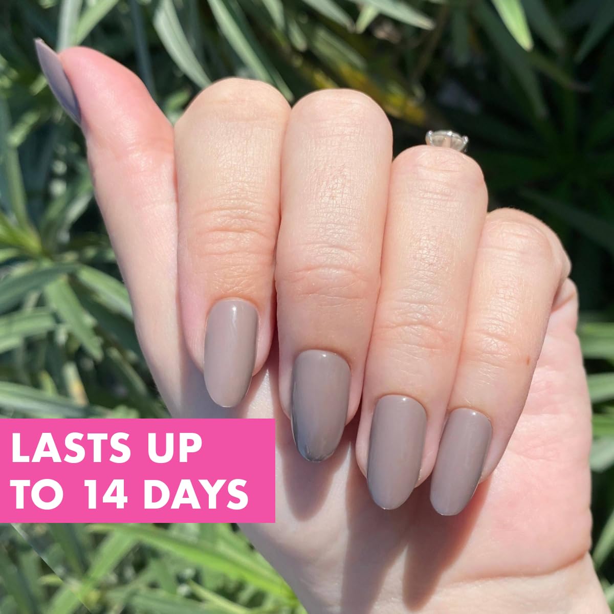 Olive & June application in hand demonstrating quick salon-quality benefit
