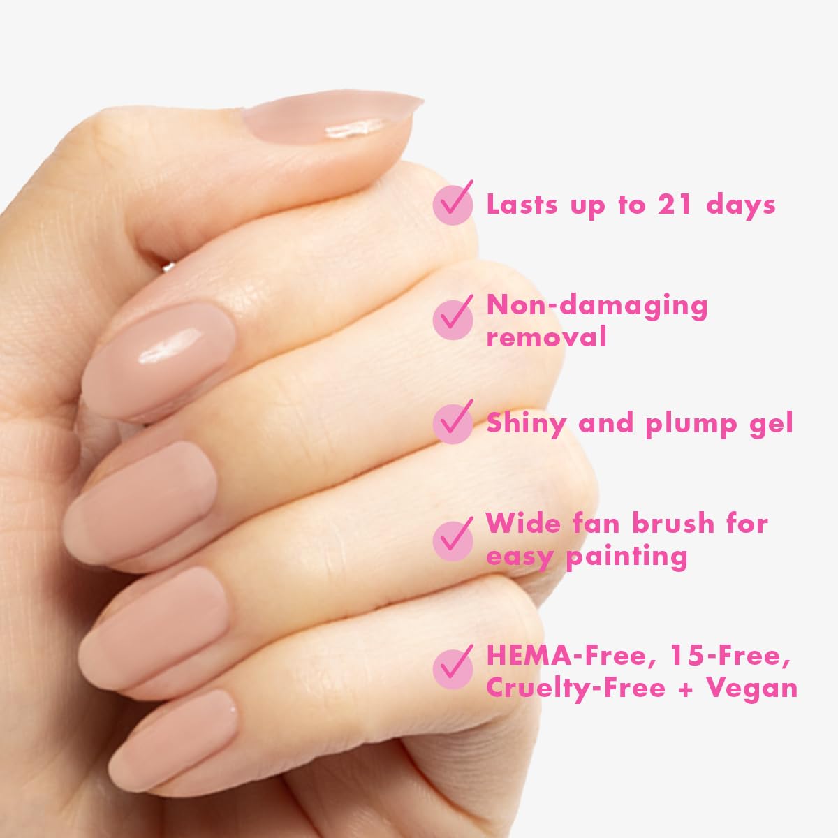 Olive & June application on hand demonstrating smooth, even coats
