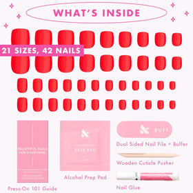 Olive & June applying a press-on nail benefit: secure hold and salon finish