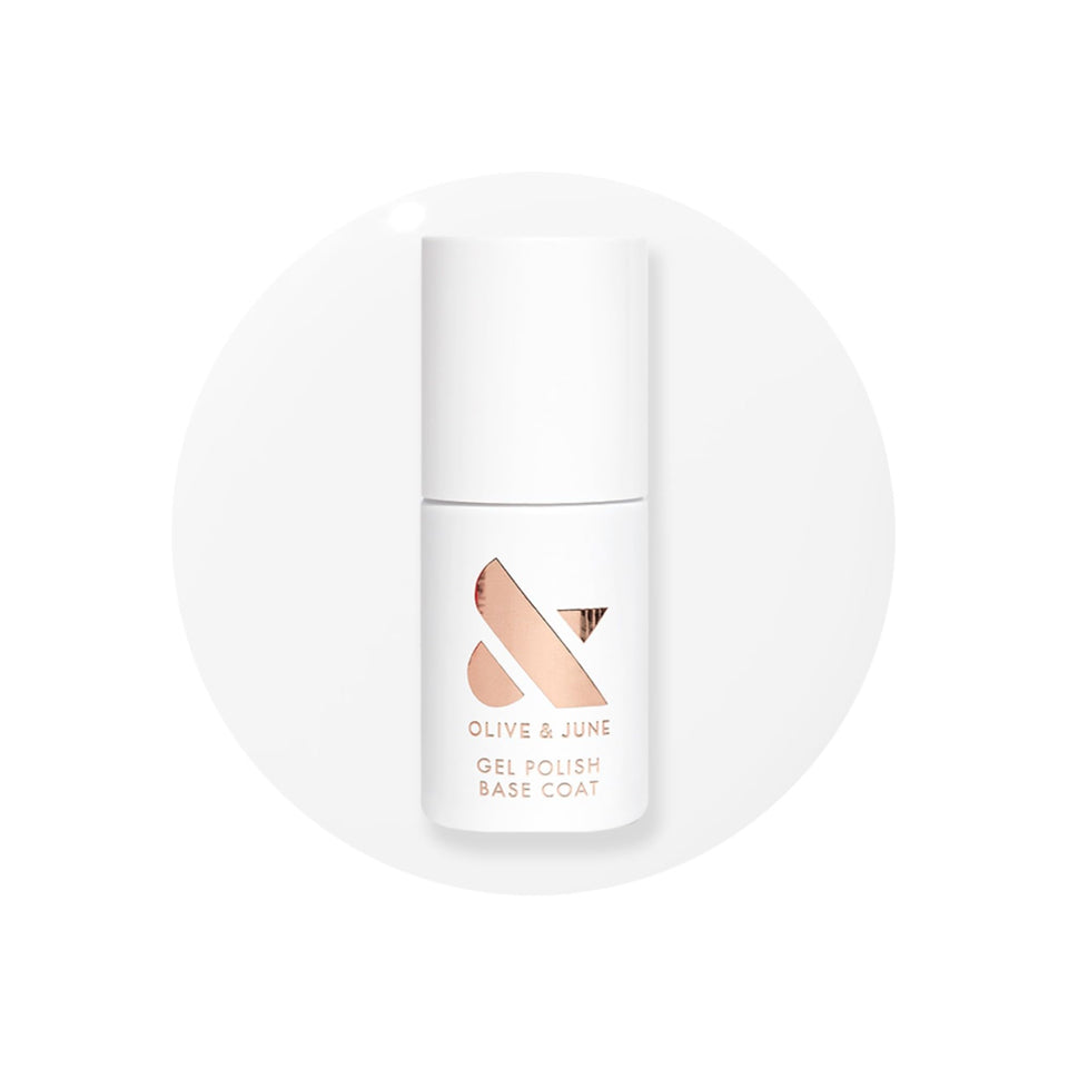 Olive & June front bottle showing clean long-lasting base benefits