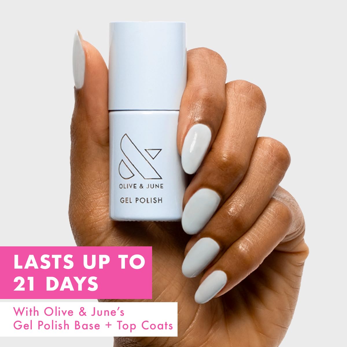 Olive & June brush stroke of BP Icy Blue showing smooth application benefit