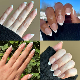 Olive & June close-up of French almond nail detail for realistic finish