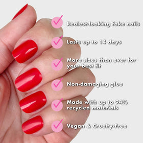 Olive & June close-up of squoval nail shape benefit: realistic natural curve