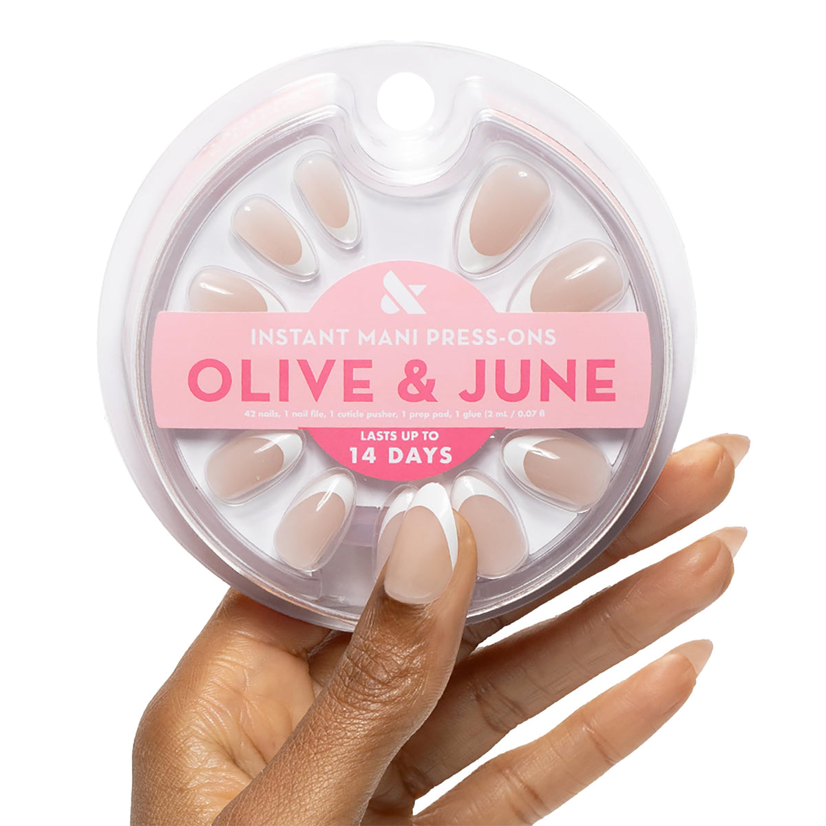 Olive & June front packaging showing Instant Mani kit benefits
