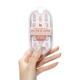 Olive & June front packaging showing rose gradient and kit inclusions for easy use