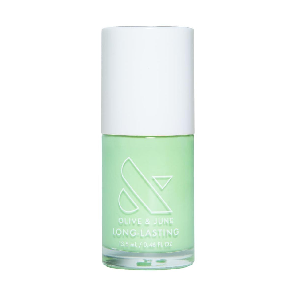 Olive & June Grogu Green front packaging shows color and benefit of salon-quality finish