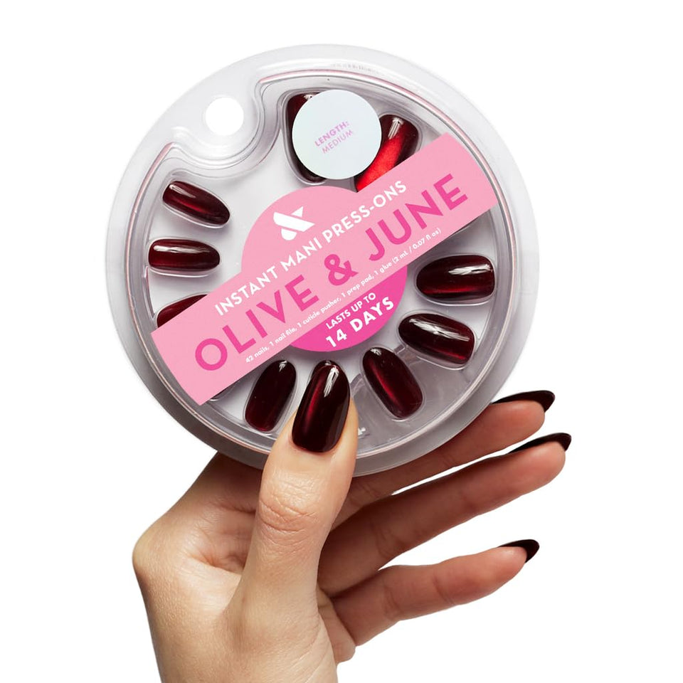 Olive & June front packaging showing Obsessed Velvet kit and benefits