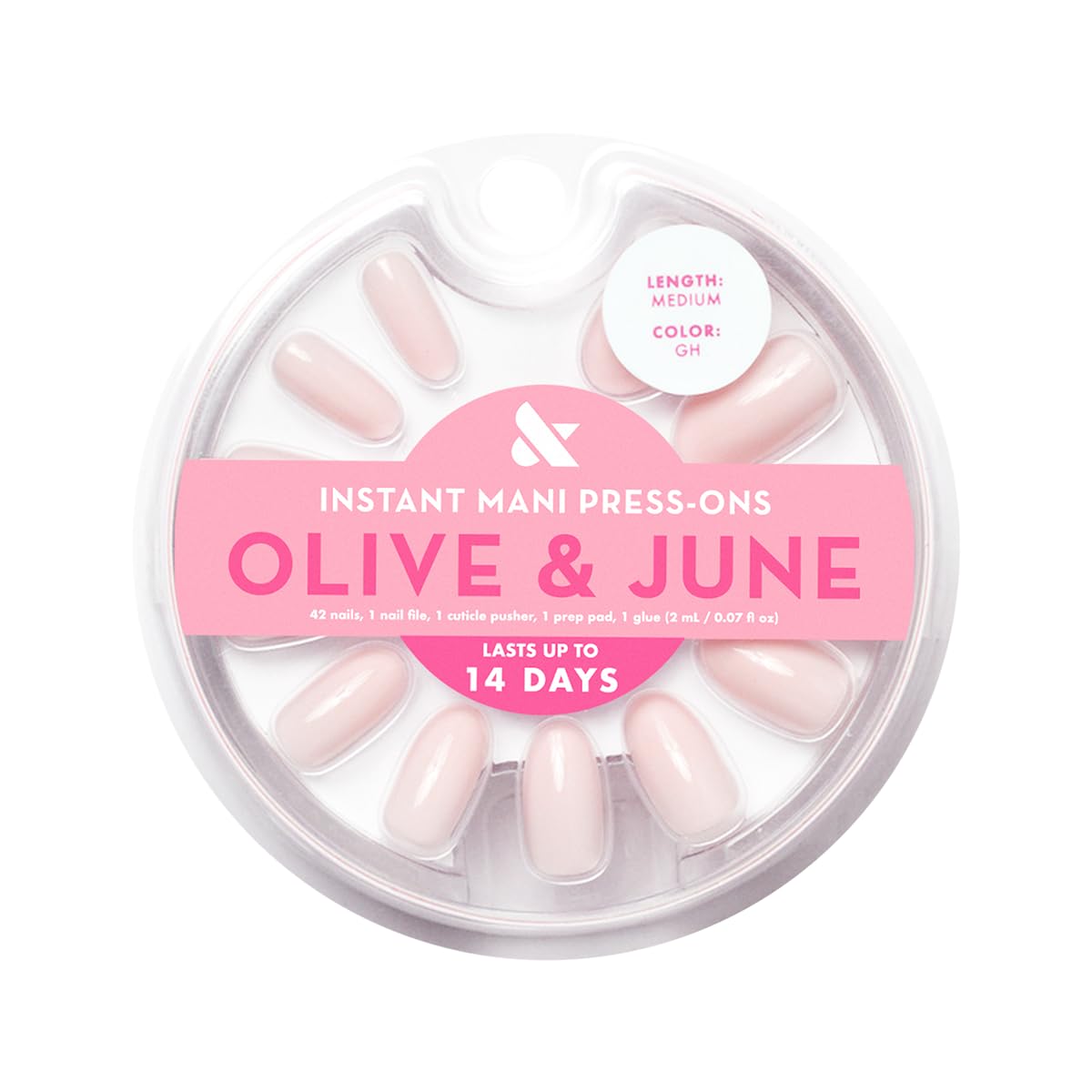 Olive & June close-up of nail surface highlighting salon-quality shine and realism