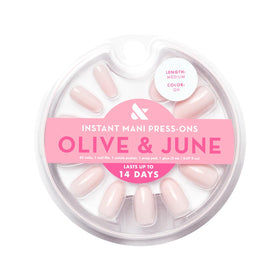Olive & June close-up of nail surface highlighting salon-quality shine and realism