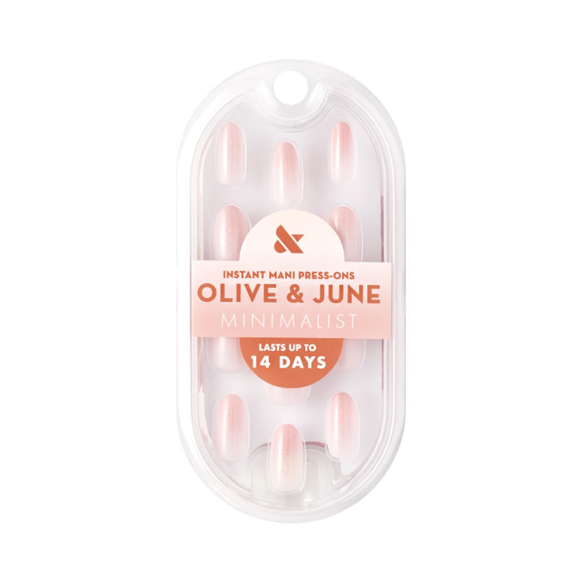 Olive & June close-up of oval nail shape showing realistic curve and natural look