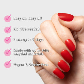 Olive & June included tools flatlay with file, buffer, prep pad, and cuticle pusher