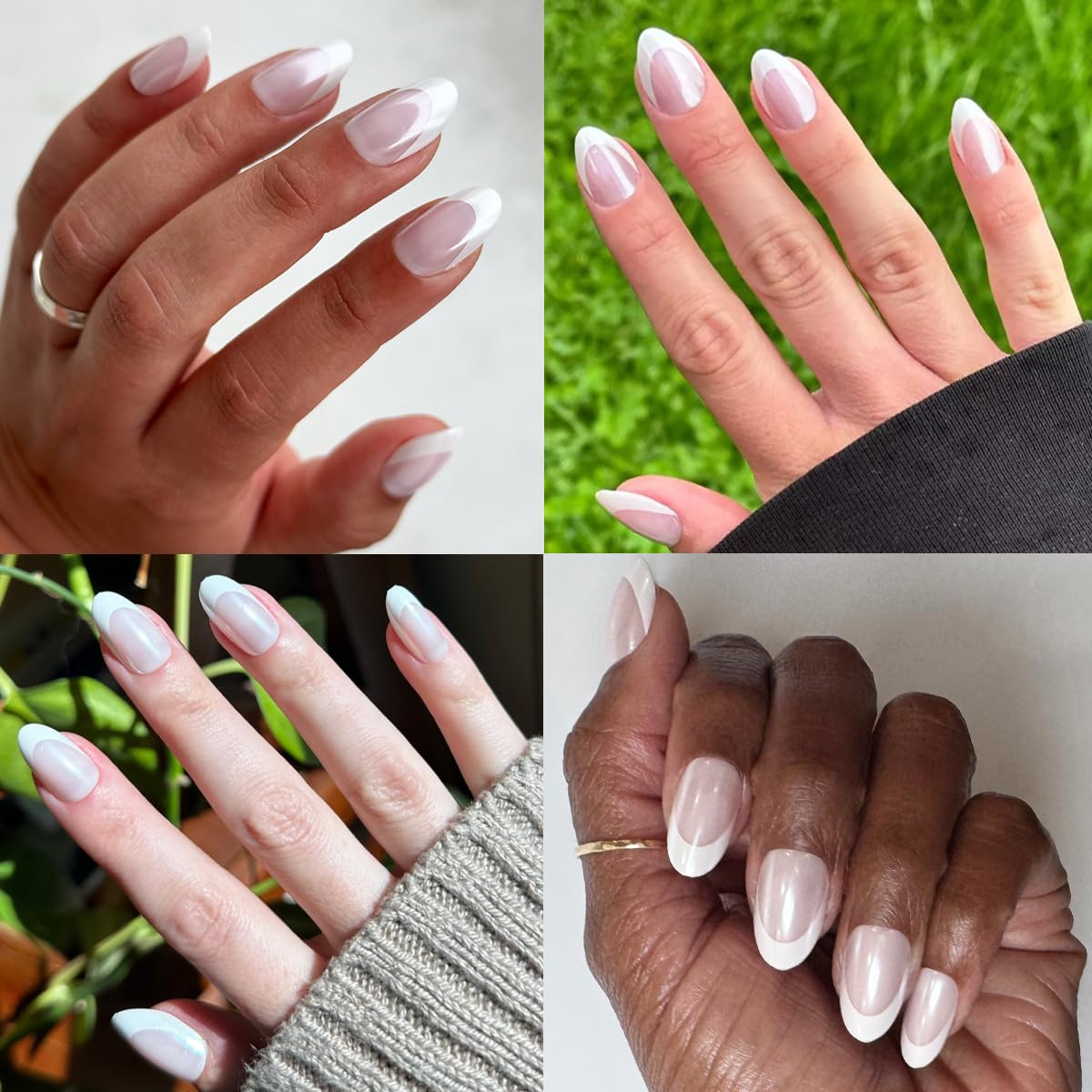 Olive & June model wearing press-ons, quick at-home mani benefit