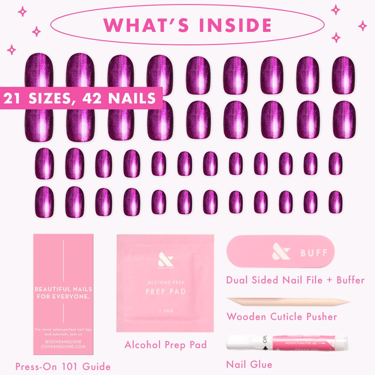 Olive & June nails on hand to show scale and how the shape blends naturally