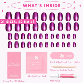 Olive & June nails on hand to show scale and how the shape blends naturally