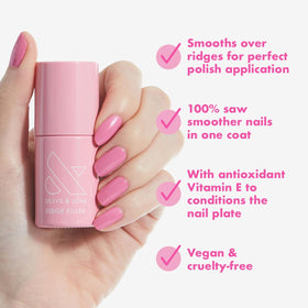 Olive & June brush applicator displaying thin-even application benefit