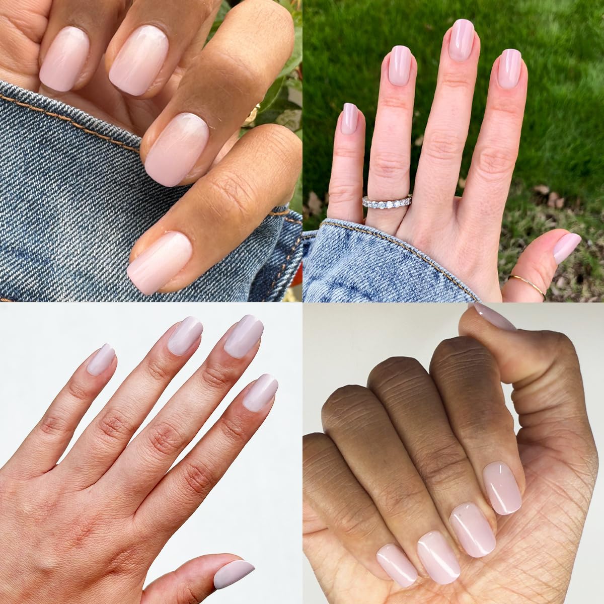 Olive & June side profile of a short squoval nail showing natural curve