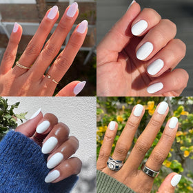 Olive & June swatch of Swan White on skin displaying opacity and true color
