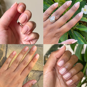 Olive & June nail wheel swatches showing sheer mauve coverage benefit
