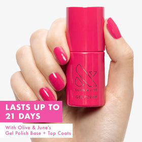 Olive & June XOXO Hot Pink brush stroke demonstrating smooth application and even coverage