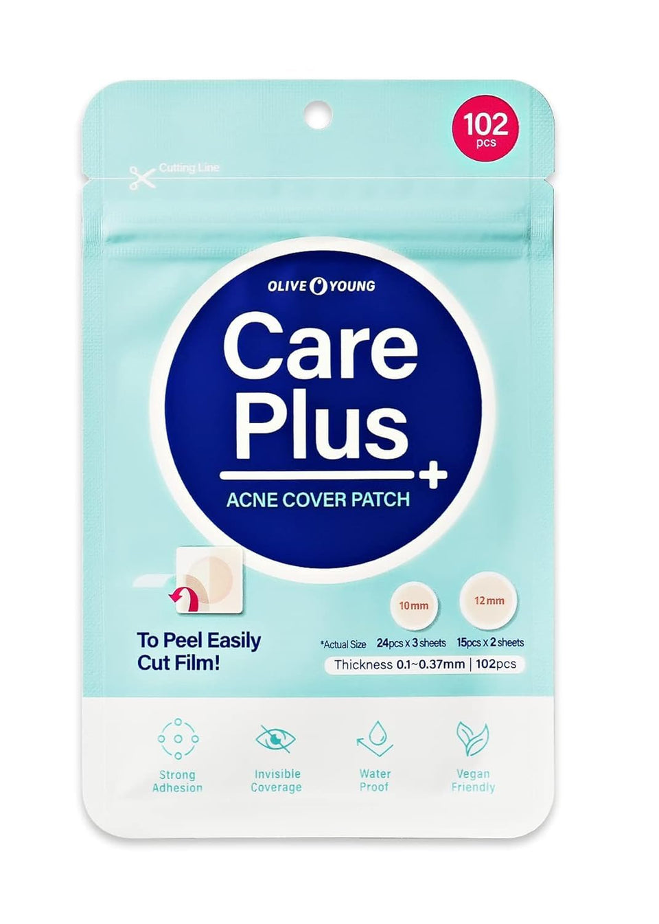 OLIVE YOUNG front packaging view showing the 102-count pack and product name benefit: convenient supply