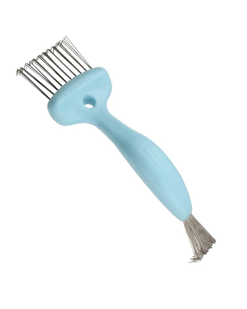 Olivia Garden brush cleaner front view showing ergonomic handle and dual cleaning ends, for easy maintenance